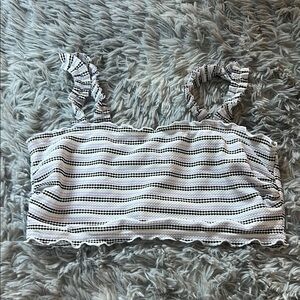 Striped Ruffle Strap Crop Top